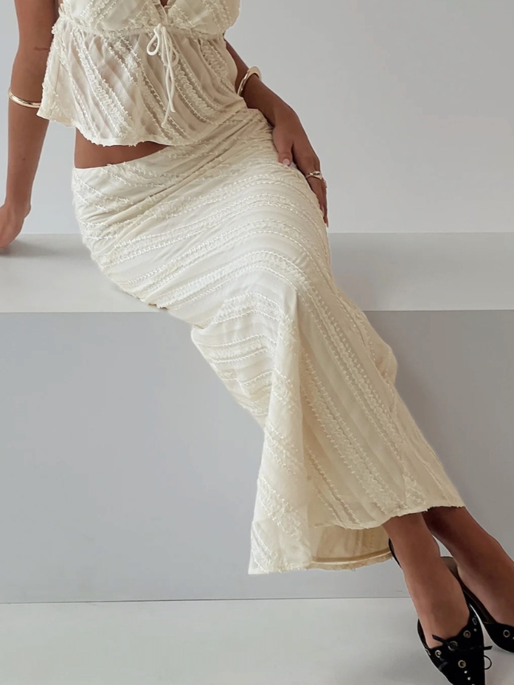 Princess Polly Jacintha Maxi Skirt Cream - Size 4